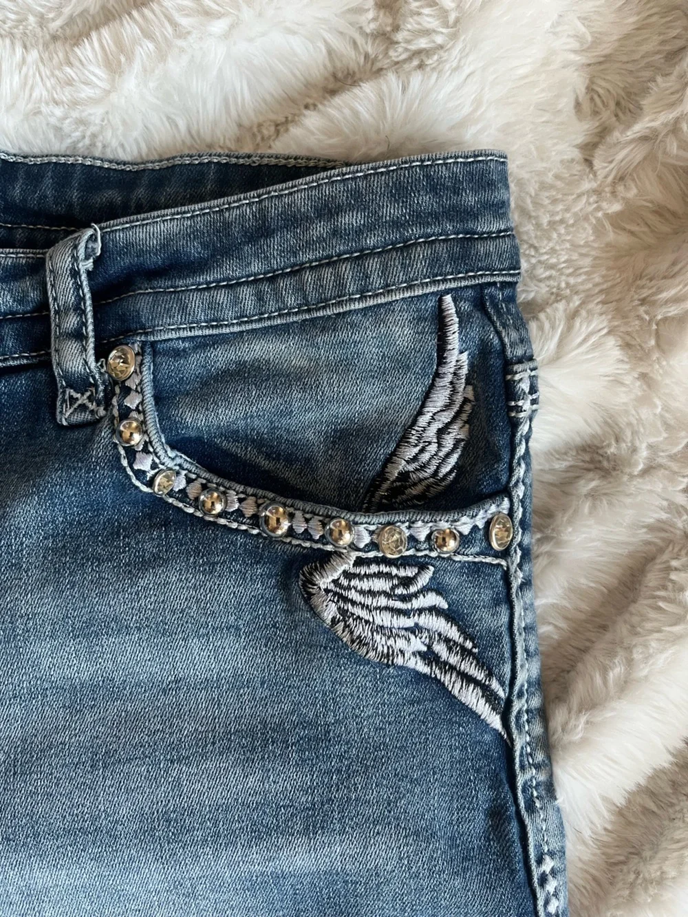 Platinum Plush Bedazzled Jean shorts
